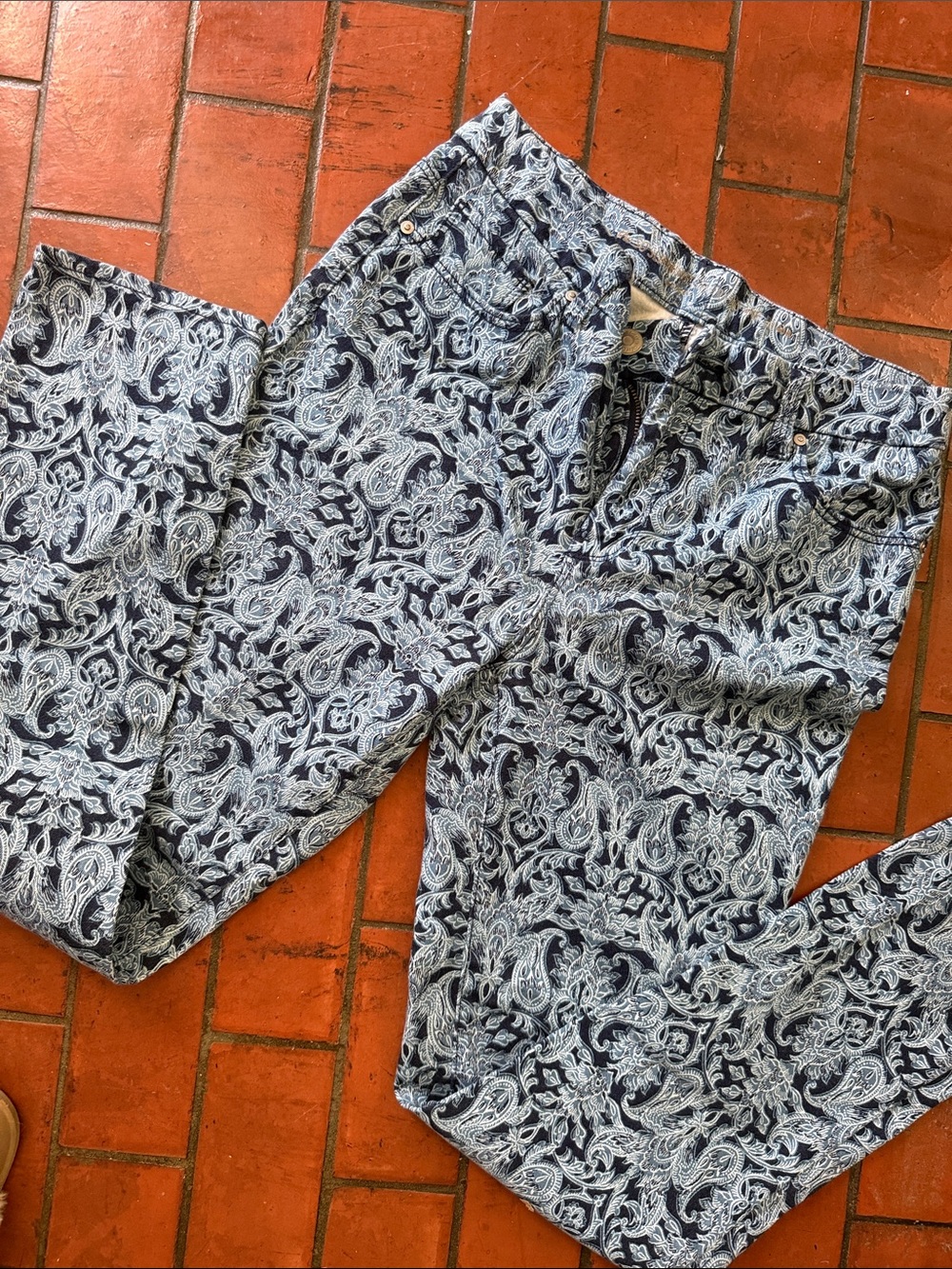 Chicos so slimming girlfriend ankle stretch SZ 00 blue & navy patterned